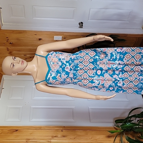 Xhilaration Turqouise Floral Maxi Dress - Picture 2 of 6